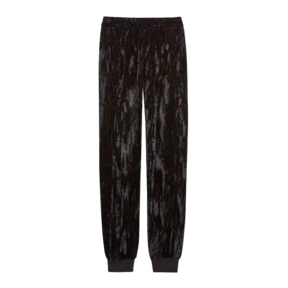 Alice + Olivia Crushed Velvet Pete Joggers Pants in Black and Bronze Size S